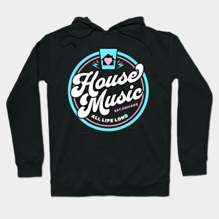 HOUSE MUSIC  - Circle Heart House Logo (pink/blue) Hoodie